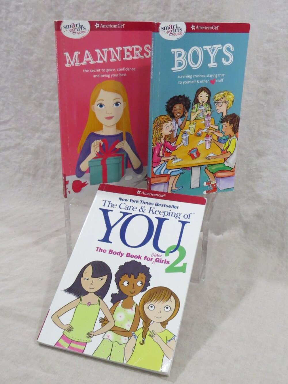 American Girl Books (set of 3) Paperback MANNERS, BOYS, Care & Keeping of You 2